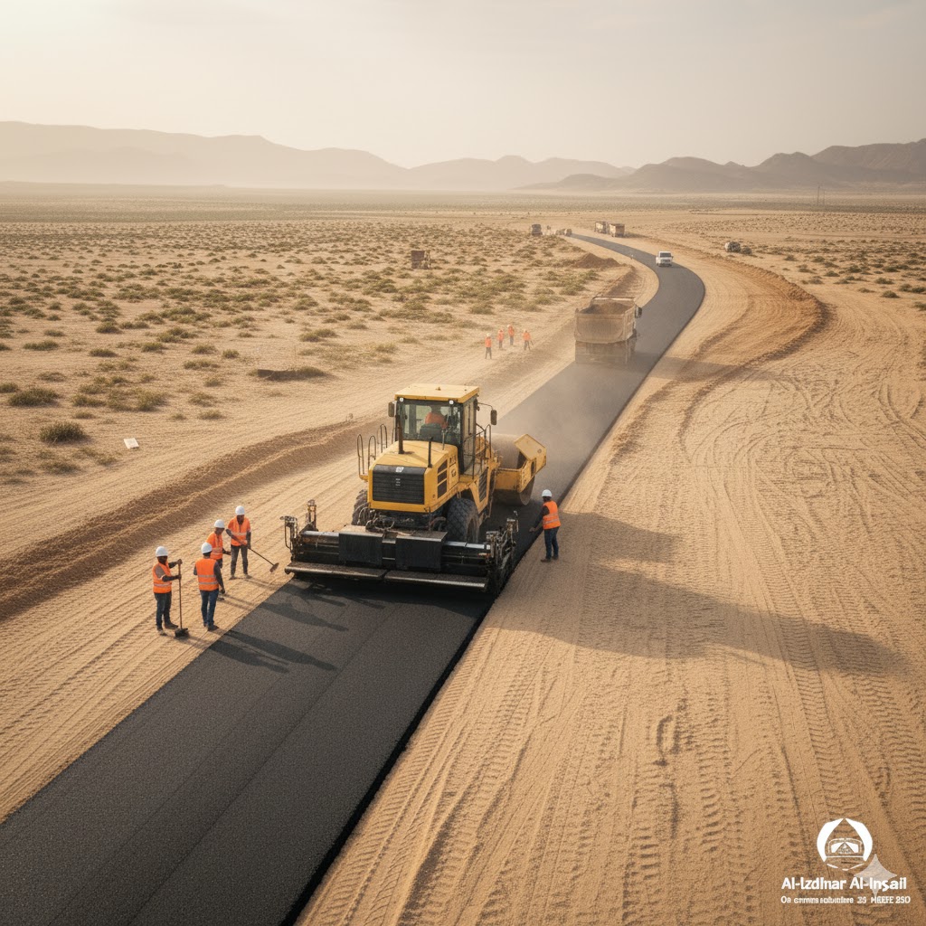 مهندس يراقب أعمال الرصف